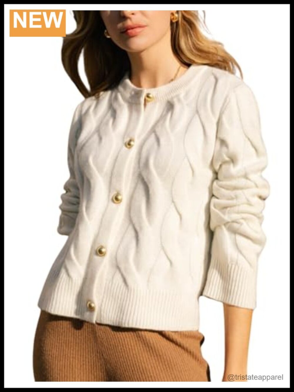 Women's Cable Knit Cardigan Sweater Chunky Button Up Long Sleeve
